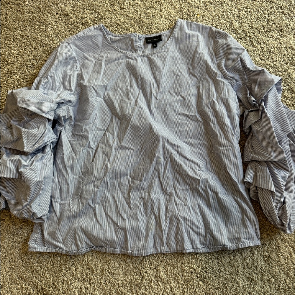 Who What Wear Gray Ruffled Blouse